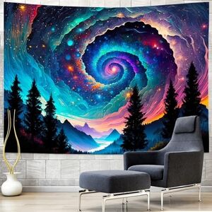 Vibrant Galaxy Spiral Wall Tapestry